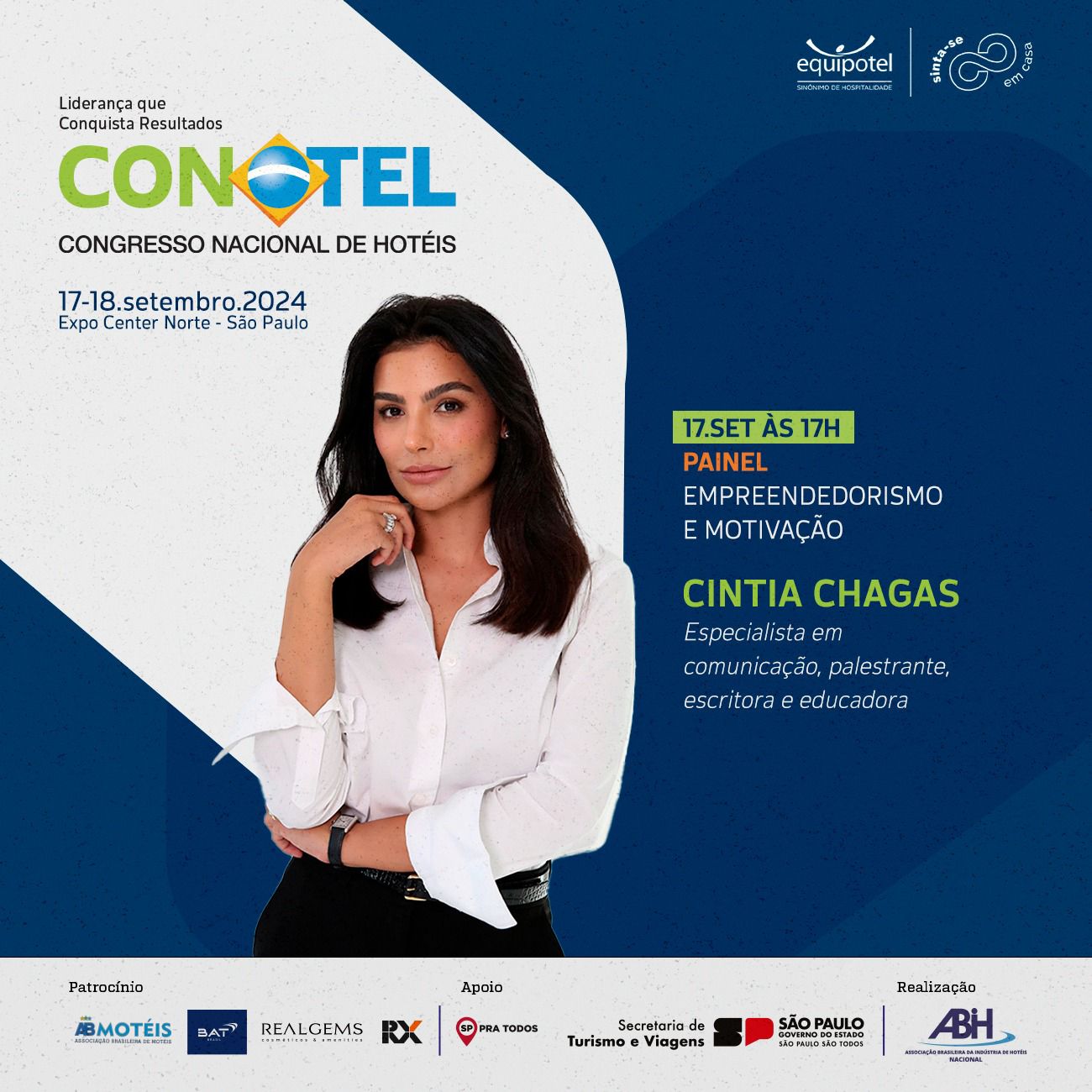 Palestra da professora e influenciadora digital Cintia Chagas encerra o primeiro dia do Conotel 2024